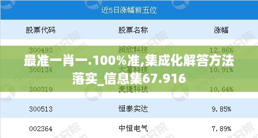 最准一肖一.100%准,集成化解答方法落实_信息集67.916